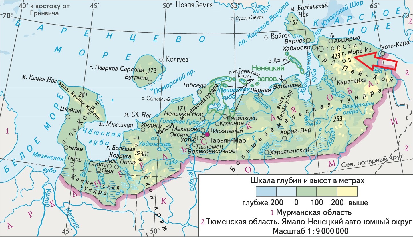 Карта Ненецкого АО