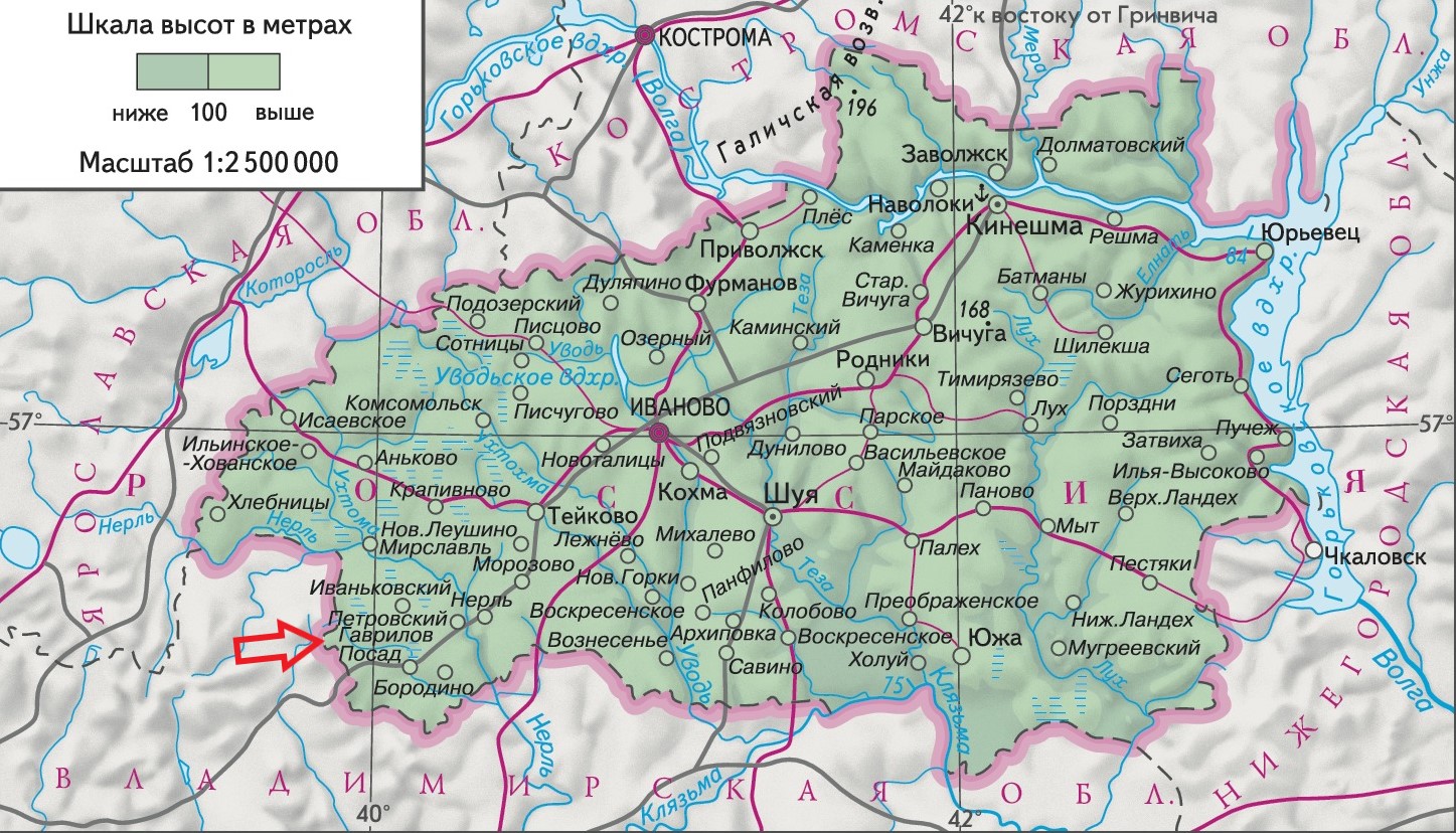 Карта Ивановской области