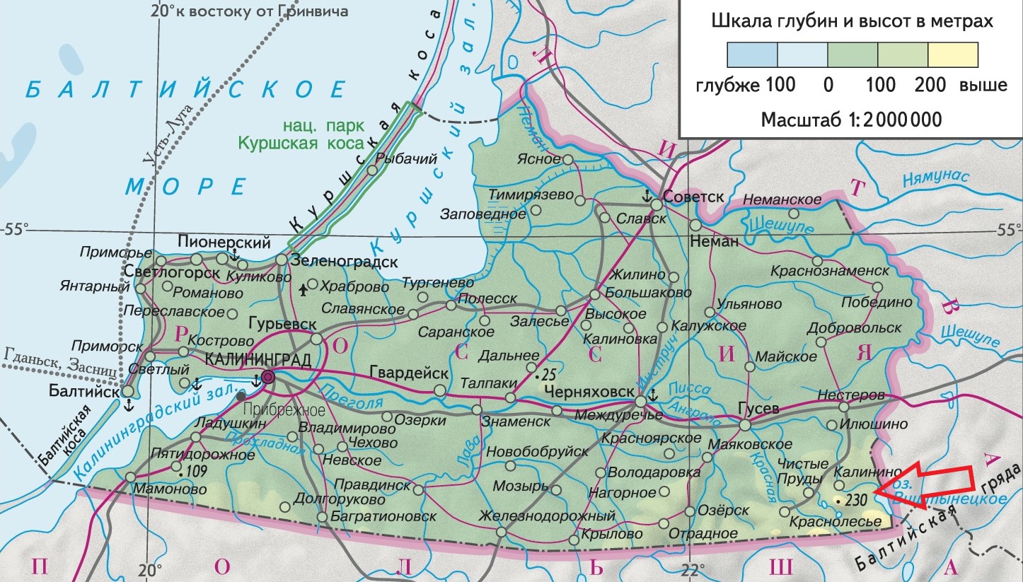 Карта Калининградской области с альтернативной точкой