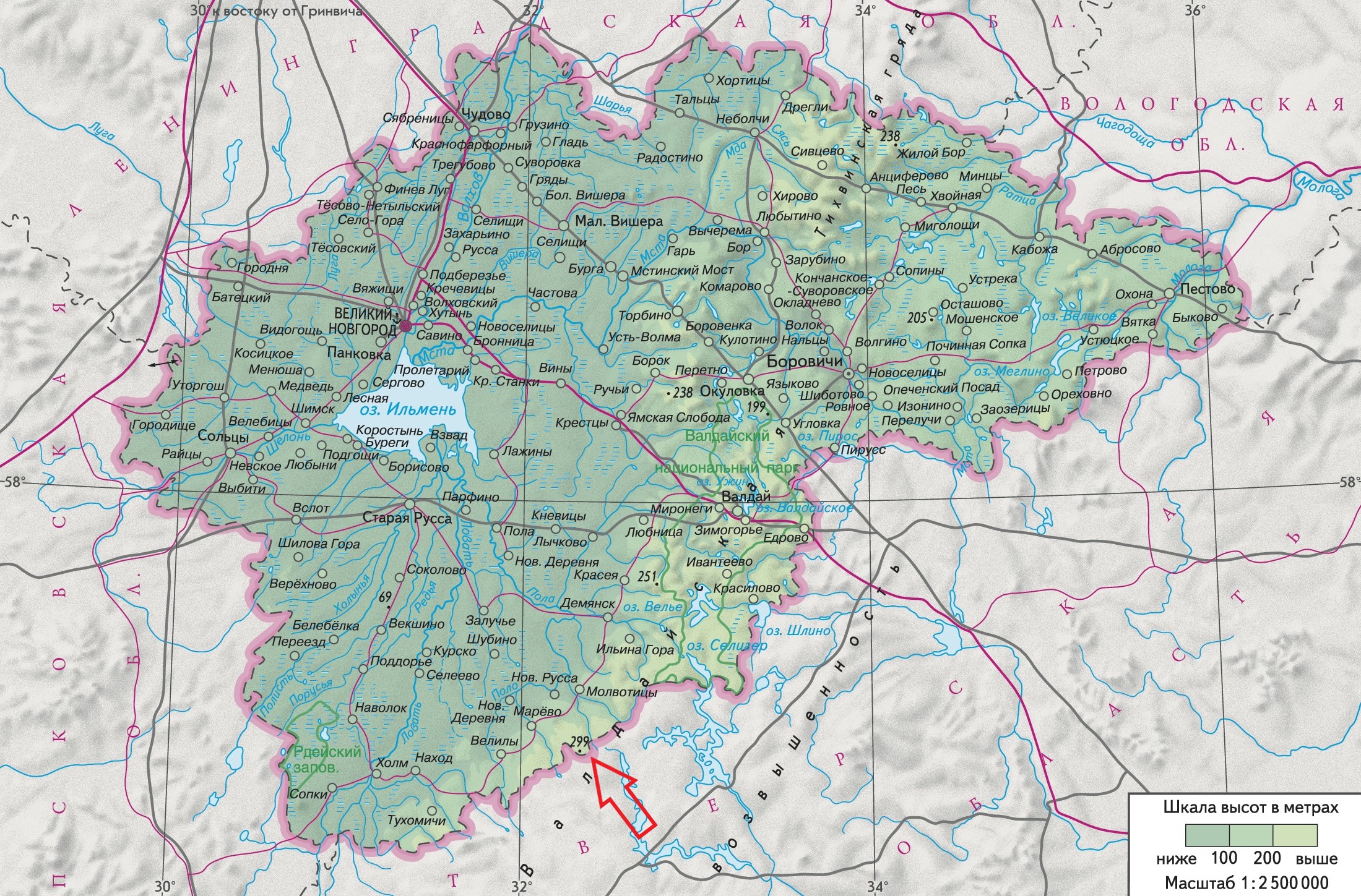 Карта Новгородской области