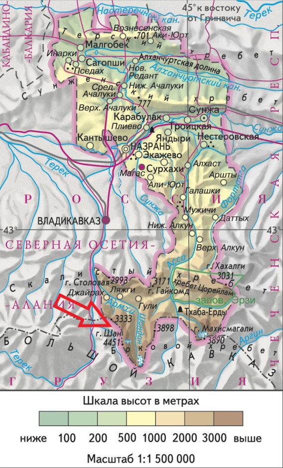 Карта республики Ингушетия